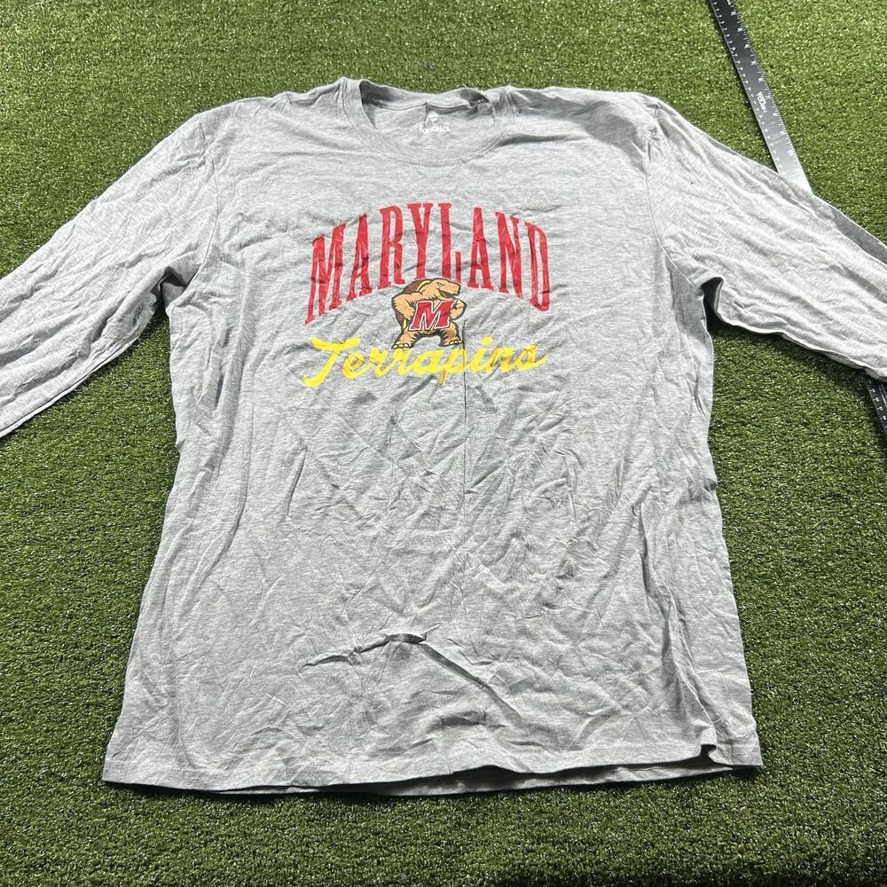 Fanatics University of Maryland Terrapins T-Shirt Gray L/S Tee Men’s XL NCAA